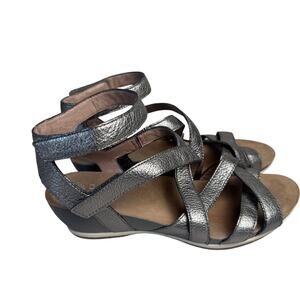 Dansko Veruca Graphite Nappa Leather Wedge Sandals Size 38 (US 7.5-8) Summer